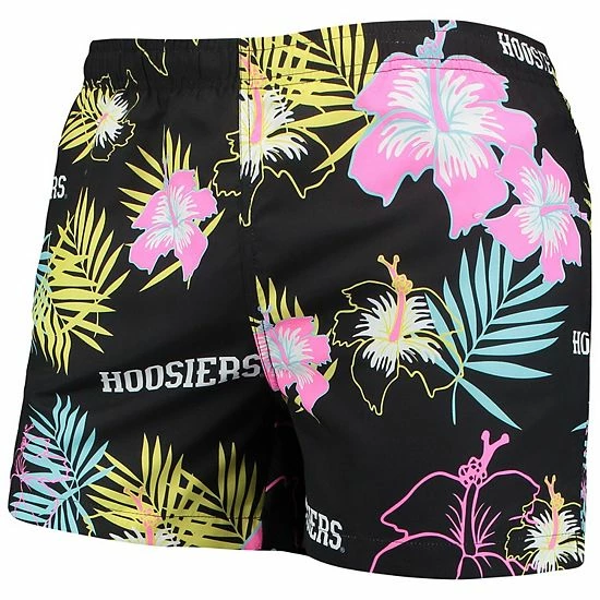Promo 🎉 Unbranded Men's FOCO Black Indiana Hoosiers Neon Floral Swim Trunks 🔥 - Image 3