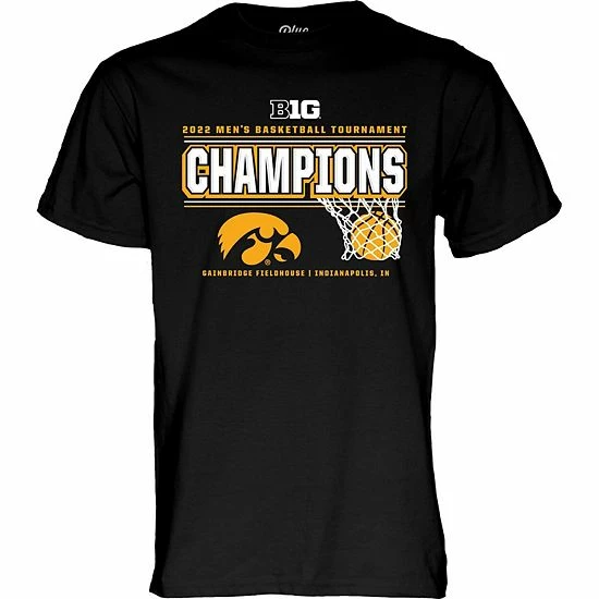 Outlet ๐งจ Unbranded Men's Blue 84 Black Iowa Hawkeyes 2022 Big Ten Men's ๐ Basketball Conference Tournament Champions T-Shirt ๐งจ - Image 2