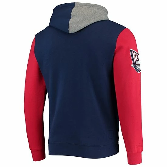 Promo ๐ Unbranded Men's Mitchell & Ness Navy New Jersey Nets Hardwood Classics Colorblock Pullover Hoodie ๐ฅ - Image 4