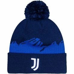 Cheap ✔️ Unbranded Men's Navy Juventus Pixel Cuffed Knit Hat With Pom ✔️