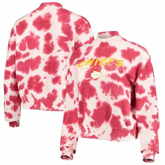 Wholesale 👍 Unbranded 👩 Women's Junk Food Red Kansas City Chiefs Tie-Dye Cropped Pullover Sweatshirt 😀 - Image 2