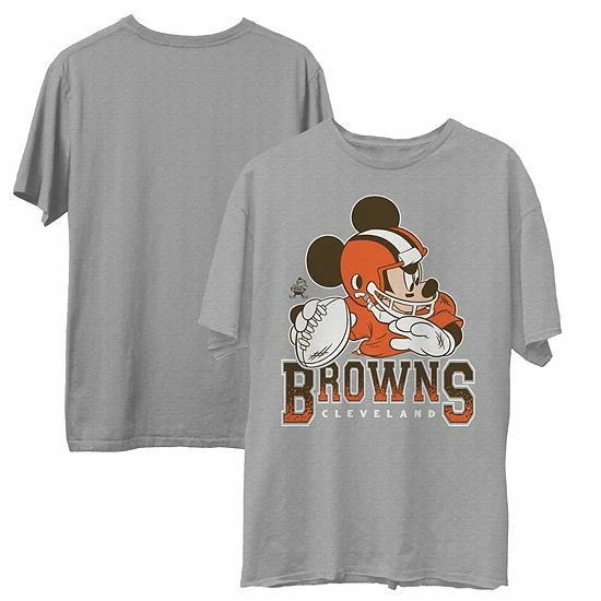 Deals ๐ Unbranded Men's Junk Food Heathered Gray Cleveland Browns Disney Mickey QB T-Shirt ๐ฅฐ