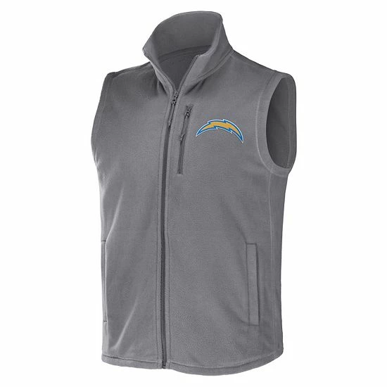 Wholesale ✔️ Unbranded Men's NFL X Darius Rucker Collection By Fanatics Gray Los Angeles Chargers Polar Fleece Full-Zip Vest ⌛ - Image 3