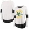 Coupon ✨ Unbranded 👩 Women's Original Retro Brand White Oregon Ducks Contrast Boyfriend Raglan Thermal Long Sleeve T-Shirt 🧨