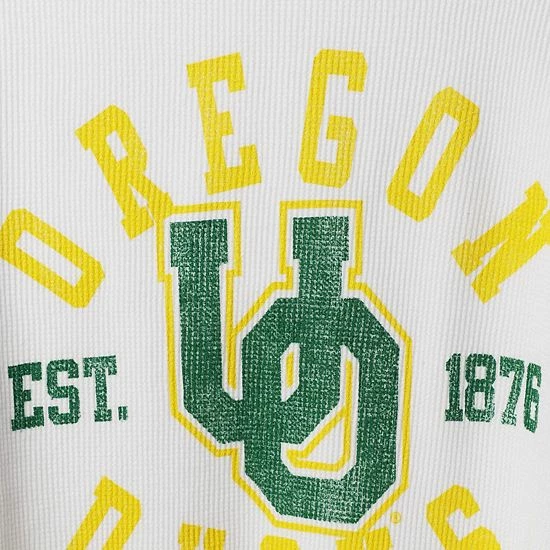 Coupon ✨ Unbranded 👩 Women's Original Retro Brand White Oregon Ducks Contrast Boyfriend Raglan Thermal Long Sleeve T-Shirt 🧨 - Image 5