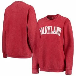 Best deal 🎉 Unbranded 👩 Women's Pressbox Red Maryland Terrapins Comfy Cord Vintage Wash Basic Arch Pullover Sweatshirt ❤️