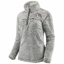 Flash Sale ⌛ Unbranded 👩 Women's Gray Gonzaga Bulldogs Sherpa Super Soft Quarter Zip Pullover Jacket 🧨