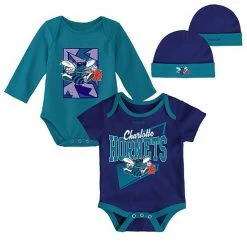 Best Pirce 🌟 Unbranded Infant Mitchell & Ness Purple/Teal Charlotte Hornets Hardwood Classics Bodysuits & Cuffed Knit Hat Set 🥰