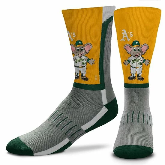 New ๐ Unbranded Youth For Bare Feet Oakland Athletics Mascot Snoop V-Curve Crew ๐งฆ Socks โญ