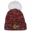 Cheapest 💯 Unbranded 👩 Women's '47 Black Chicago Blackhawks Triple Cross Cuffed Knit Hat With Pom 🛒