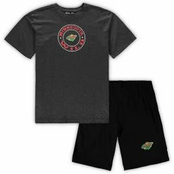 Best deal 🎉 Unbranded Men's Concepts Sport Black/Heathered Charcoal Minnesota Wild Big & Tall T-Shirt & Shorts Sleep Set 🥰