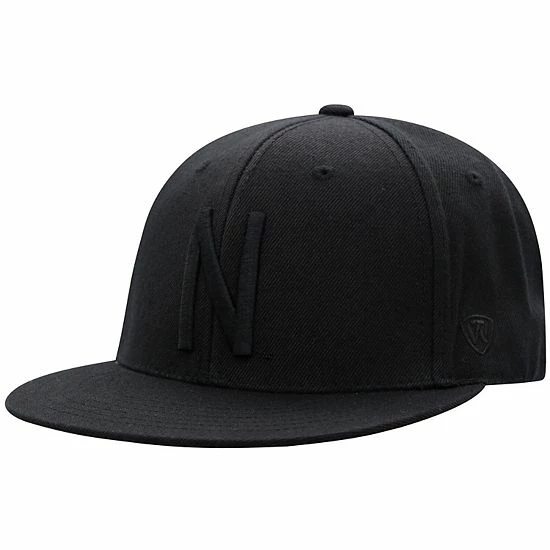 New ๐ Unbranded Men's Top Of The World Nebraska Huskers Black On Black Fitted Hat โญ