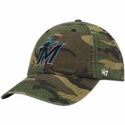 Promo 💯 Unbranded Men's '47 Camo Miami Marlins Team Clean Up Adjustable Hat 👏