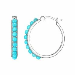 Best deal 🥰 Unbranded Platinum Over Silver Simulated Turquoise Hoop Earrings 🥰