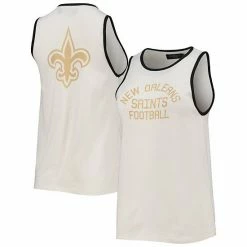 Outlet 🤩 Unbranded 👩 Women's Junk Food White/Black New Orleans Saints Throwback Pop Binding Scoop Neck Tank Top 🧨
