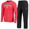 Cheapest 🌟 Unbranded Men's Concepts Sport Black/Red Houston Rockets Long Sleeve T-Shirt & Pants Sleep Set ❤️