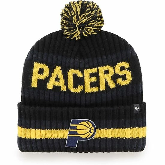 Best deal 🎉 Unbranded Men's '47 Black Indiana Pacers Bering Cuffed Knit Hat With Pom 🌟