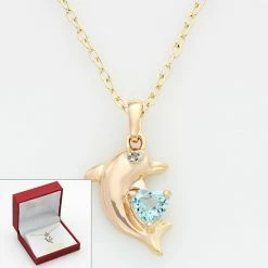 Top 10 🎁 Unbranded Blue Topaz And Diamond Accent Dolphin Pendant 🌟