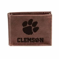 Cheap 💯 Unbranded Brown Clemson Tigers Bifold Leather Wallet 👍