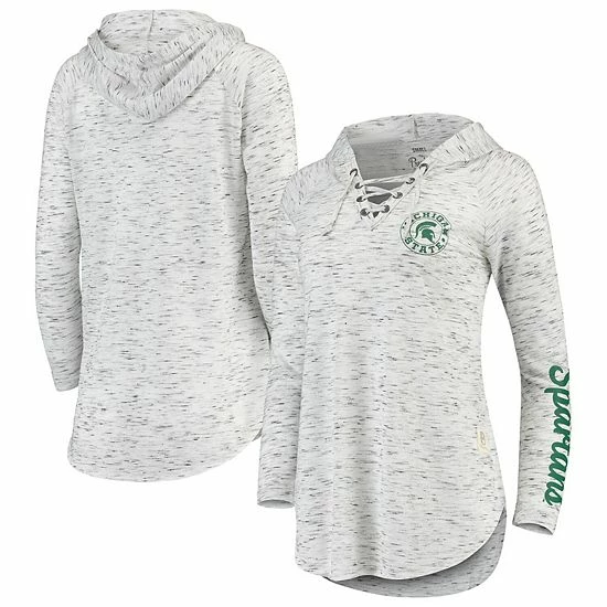 Best deal โจ Unbranded ๐ฉ Women's Pressbox Gray Michigan State Spartans Space Dye Lace-Up V-Neck Long Sleeve T-Shirt โญ
