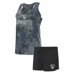 Wholesale 🔔 Unbranded 👩 Women's Concepts Sport Charcoal Brooklyn Nets Billboard Racerback Tank Top & Shorts Sleep Set ❤️