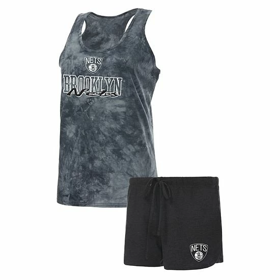 Wholesale 🔔 Unbranded 👩 Women's Concepts Sport Charcoal Brooklyn Nets Billboard Racerback Tank Top & Shorts Sleep Set ❤️