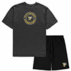 Wholesale 🥰 Unbranded Men's Concepts Sport Black/Heathered Charcoal Pittsburgh Penguins Big & Tall T-Shirt & Shorts Sleep Set 👏