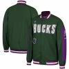 Outlet 👏 Unbranded Men's Mitchell & Ness Hunter Green Milwaukee Bucks Hardwood Classics Authentic Warm-Up Full-Snap Jacket 🌟