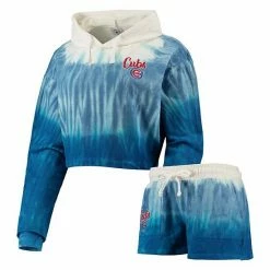 Wholesale ✔️ Unbranded 👩 Women's FOCO Royal Chicago Cubs Dip-Dye Hoodie T-Shirt And Pants Sleep Set 🎉
