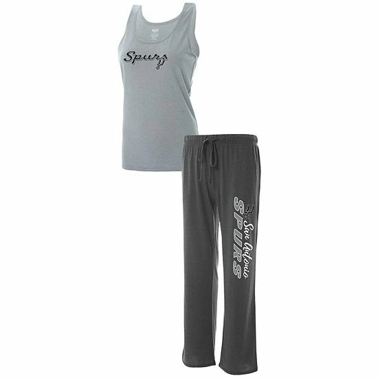 Cheapest 🌟 Unbranded 👩 Women's Concepts Sport Heathered Gray/Heathered Charcoal San Antonio Spurs Plus Size Tank Top & Pants Sleep Set 🛒