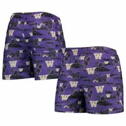 Wholesale 😉 Unbranded Men's FOCO Purple Washington Huskies Island Palm Swim Trunks 🔔