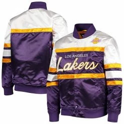 Budget 👍 Unbranded Youth Mitchell & Ness Purple Los Angeles Lakers Hardwood Classics Satin Full-Snap Jacket 😉