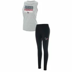 Hot Sale 🛒 Unbranded 👩 Women's Concepts Sport Heathered Gray/Black Houston Texans Profound Tank Top & Leggings Sleep Set 🌟