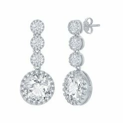 Promo 👍 Unbranded Sterling Silver Cubic Zirconia Round Linear Drop Earrings 🧨