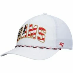 New 😉 Unbranded Men's '47 White Los Angeles Rams Hitch Stars And Stripes Trucker Adjustable Hat 🧨