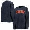 Promo ⌛ Unbranded 👩 Women's Pressbox Navy Syracuse Orange Comfy Cord Vintage Wash Basic Arch Pullover Sweatshirt 🥰