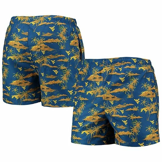 New 👍 Unbranded Men's FOCO Navy West Virginia Mountaineers Island Palm Swim Trunks 🛒