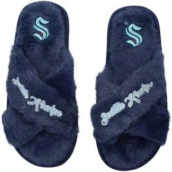 Cheapest ❤️ Unbranded 👩 Women's FOCO Seattle Kraken Script Cross Slide Slippers 🤩