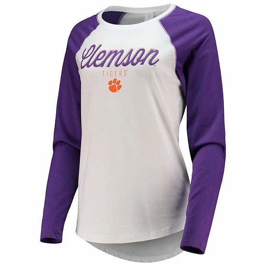 Outlet ๐งจ Unbranded ๐ฉ Women's ZooZatz White/Black Clemson Tigers Raglan Long Sleeve T-Shirt & Leggings Sleep Set ๐ฅฐ - Image 3