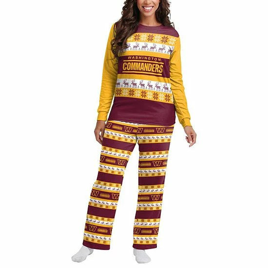 Cheapest 🧨 Unbranded 👩 Women's FOCO Burgundy Washington Commanders Team Ugly Pajamas Set 🥰 - Image 2