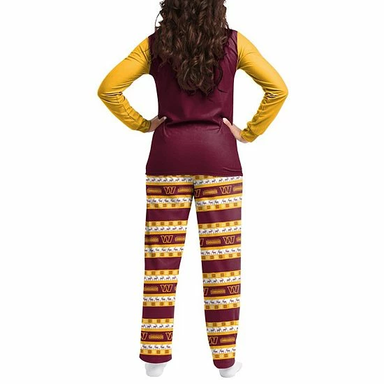 Cheapest 🧨 Unbranded 👩 Women's FOCO Burgundy Washington Commanders Team Ugly Pajamas Set 🥰 - Image 3