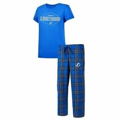 Hot Sale 😀 Unbranded 👩 Women's Concepts Sport Blue/Black Tampa Bay Lightning Badge T-Shirt & Pants Sleep Set ❤️
