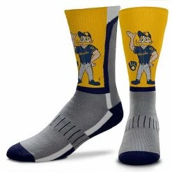 Cheapest 😀 Unbranded Men's For Bare Feet Milwaukee Brewers Mascot Snoop V-Curve Crew 🧦 Socks ⭐