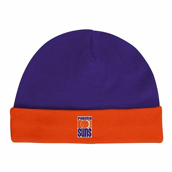 Wholesale ๐ Unbranded Newborn & Infant Mitchell & Ness Purple/Orange Phoenix Suns 3-Piece Hardwood Classics Bodysuits & Cuffed Knit Hat Set ๐งจ - Image 5