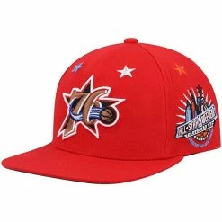 Wholesale 😉 Unbranded Men's Mitchell & Ness Red Philadelphia 76ers Hardwood Classics 1997 NBA All-Star Weekend Top Star Snapback Hat 👏