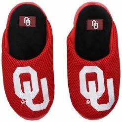 Wholesale 🛒 Unbranded Youth FOCO Oklahoma Sooners Big Logo Colorblock Mesh Slippers 👍