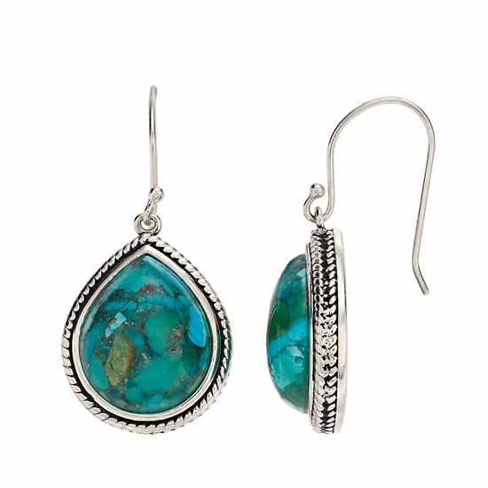 Cheap ๐คฉ Unbranded Sterling Silver Gemstone Teardrop Earrings Turquoise ๐ - Image 3