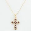 Promo 🧨 Unbranded 18k Gold-Over-Silver Ruby And Diamond Accent Cross Pendant 🧨