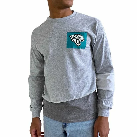 Budget 👍 Unbranded Men's Refried Apparel Gray Jacksonville Jaguars Angle Long Sleeve T-Shirt 💯 - Image 4