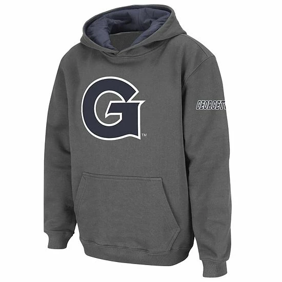 Hot Sale 👍 Unbranded Youth Stadium Athletic Charcoal Georgetown Hoyas Big Logo Pullover Hoodie ❤️